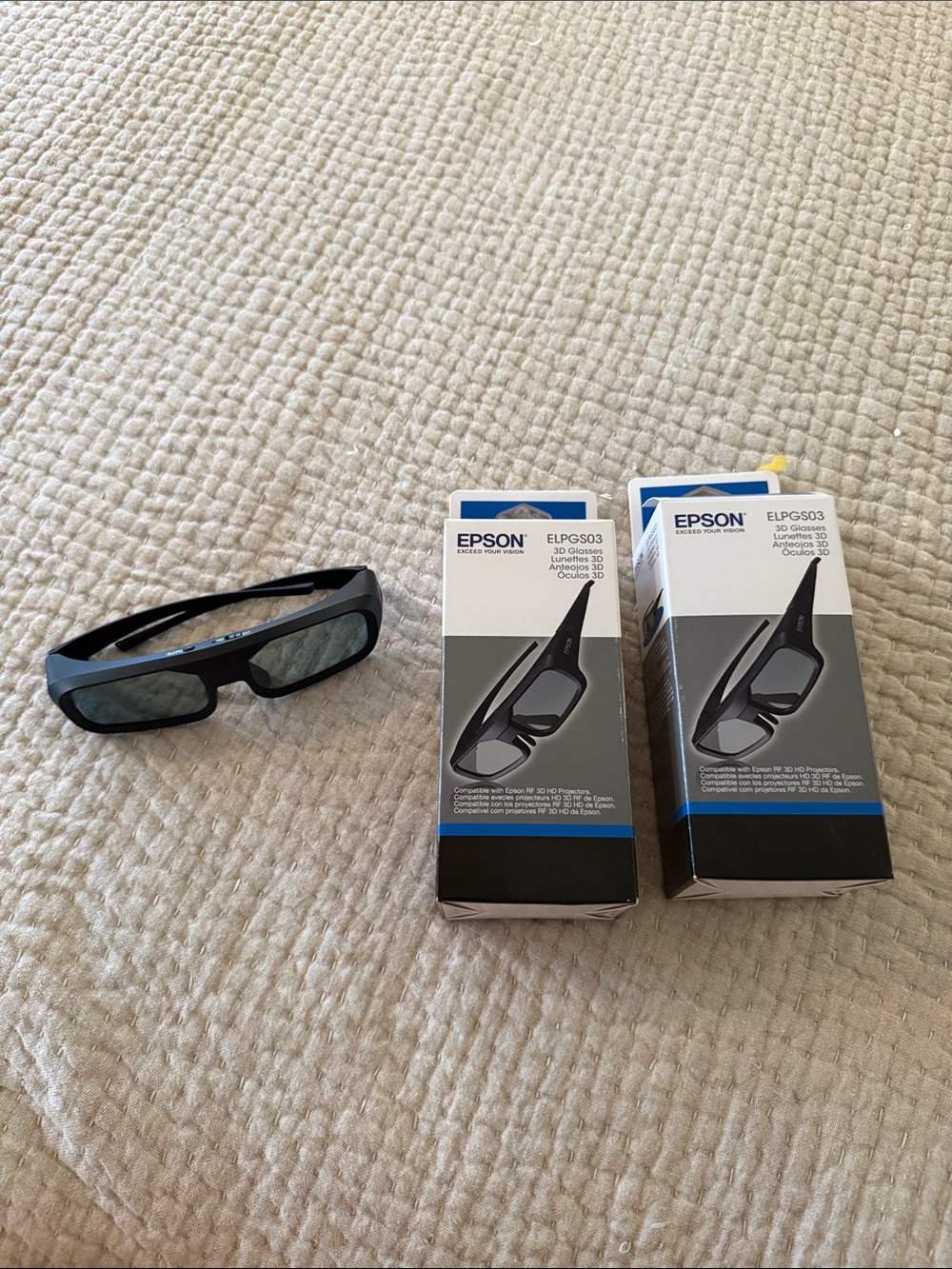 Epson Black Active 3D Glasses with Original Boxes - set of 2